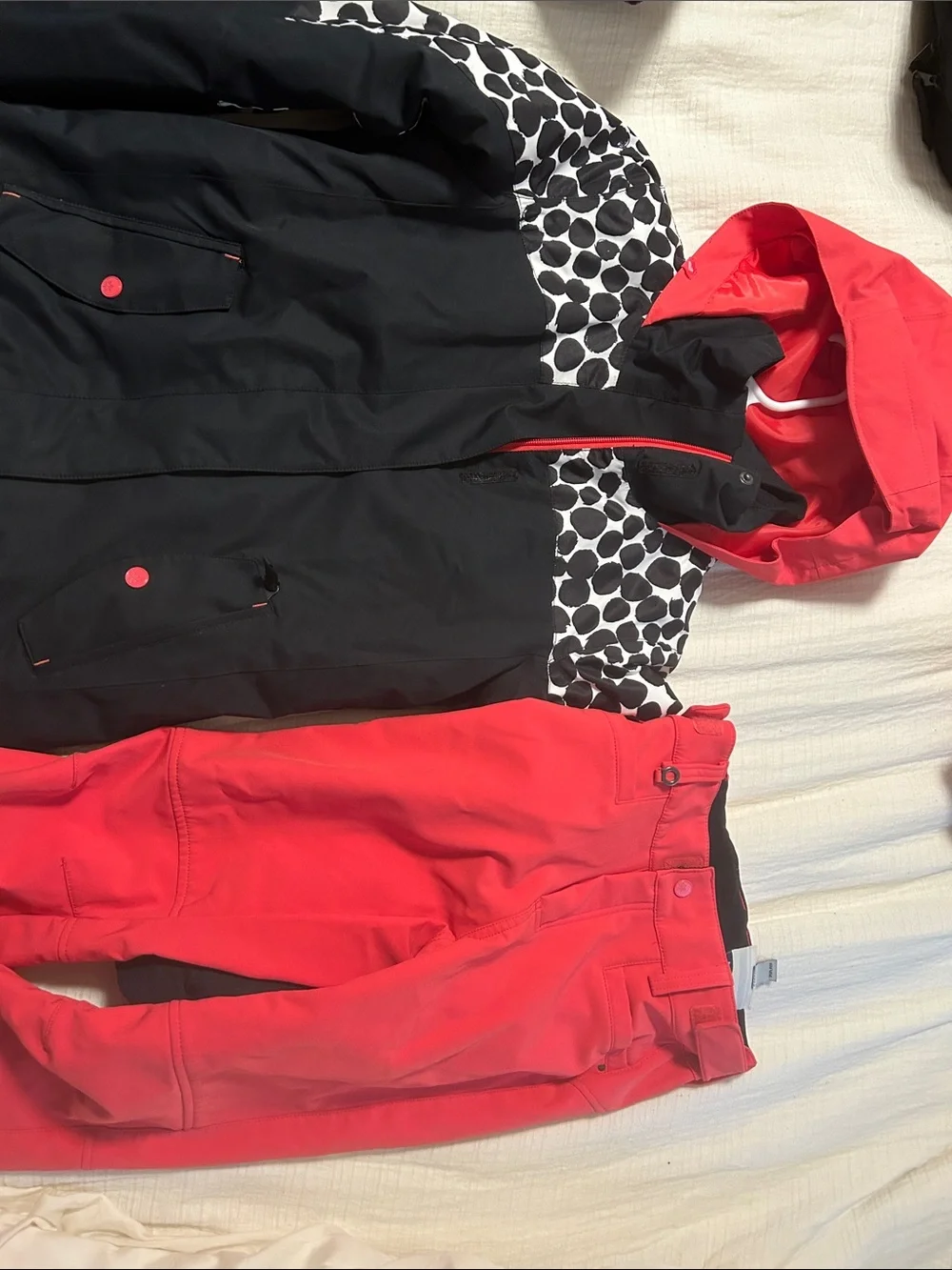 Roxy Black Jacket with Coral Pink Snow Pants